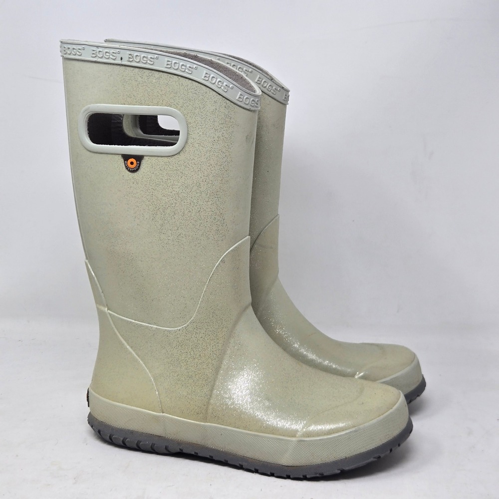 Bogs K Rainboot Glitter Green Waterproof Rubber Boots Youth Size 2 72399-040